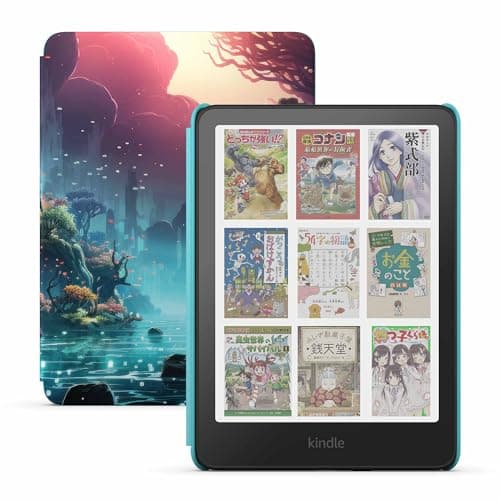 Amazon Kindle Colorsoft キッズモデル ファンタジーリバーカバー | Amazon Kids+で2,000冊以上の子ども向けの本が12か月間読み放題、防水、16GBストレージ、最大8週間持続バッテリー