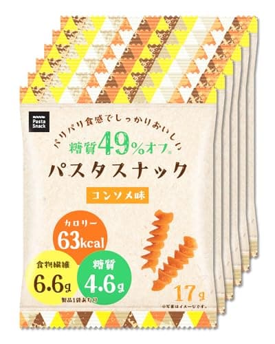 低糖質 糖質オフ パスタスナック 食物繊維 低カロリー お菓子 おやつ 三州総本舗 三州製菓 (コンソメ味 6袋セット)