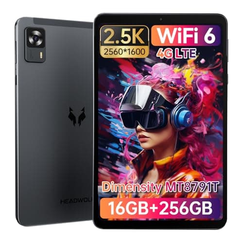 Headwolf タブレット ８インチ Android 15 SIMフリー - FPad7 tablet MT8791T 2560x1600解像度 16(8+8拡張)GB LPDDR5 256GB UFS 3.1 6軸ジャイロ 6500mAh PD18W急速充電 4G通信 WiFi6 BT5.2 Widevine L1 8MP/16MP 顔認識 ワイヤレス投影 GPS アンドロイド