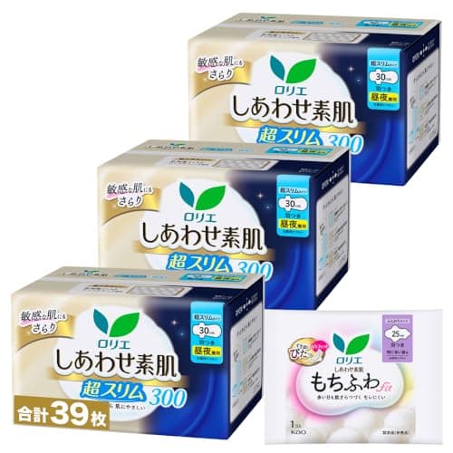 ロリエ しあわせ素肌 超スリム 昼夜兼用羽つき 30cm 13個 × 3コセット(39コ)+おまけ付き 【Amazon.co.jp限定】