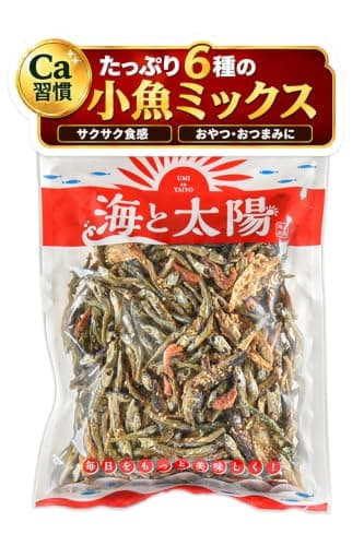 海と太陽 小魚ミックス (五色煮) 230g / 6種 おつまみ （ イワシせんべい 照り焼き海老 きびなご イワシ 小アジ 青のり小魚 ） おやつ