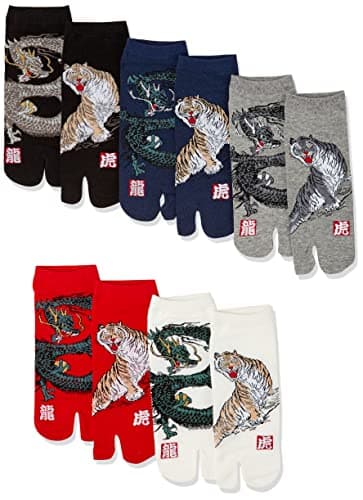 [イヤシ] 足袋 和柄足袋スニーカー メンズ 93616-995-960 虎+龍 25-28㎝