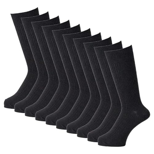 [RENFRO] 靴下 メンズ ビジネス 10足セット 綿混 抗菌防臭 ブラック 25-28cm