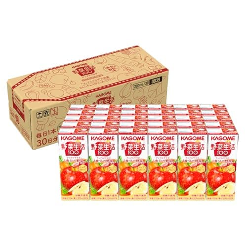 野菜生活 カゴメ 野菜生活100 アップルサラダ 200ml紙パック×30本(毎日1本30日分 砂糖不使用 ビタミンC)【Amazon.co.jp限定】