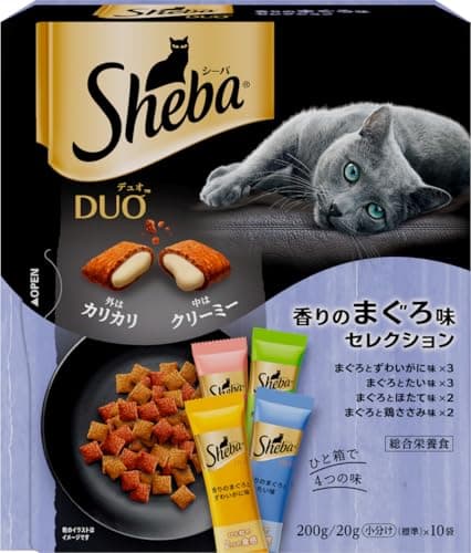 シーバ デュオ 成猫 香りのまぐろセレクション 200g(20g×10袋)×12箱 ドライフード おやつ カリカリ 総合栄養食 キャットフード 小分け