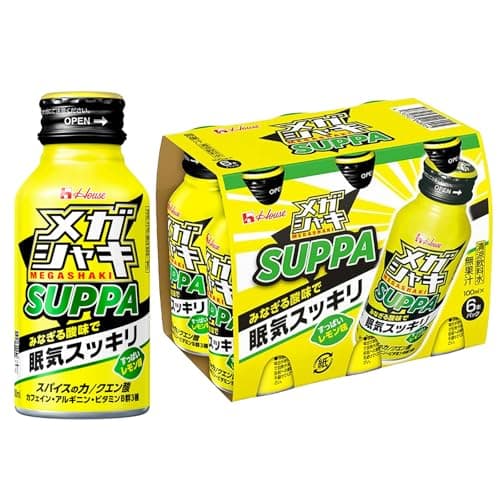 ハウスウェルネスフーズ メガシャキ ＳＵＰＰＡ １００ｍｌ×6本 めがしゃき 運転 ドライブ 勉強 集中 眠気 長距離 目覚まし 刺激 クエン酸 すっぱい