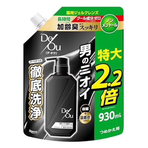 デ・オウ 薬用ジェルクレンズ ノンメントール 詰替用 特大 大容量 930ml (ボディソープ 吸着炭 殺菌成分)【医薬部外品】