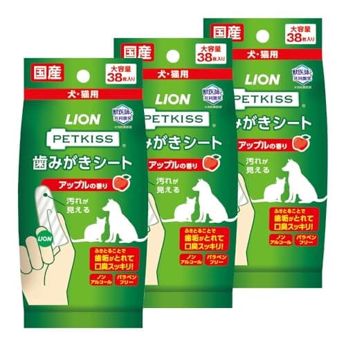 ライオン ペットキッス(PETKISS) 歯みがきシート アップル 38枚×3P