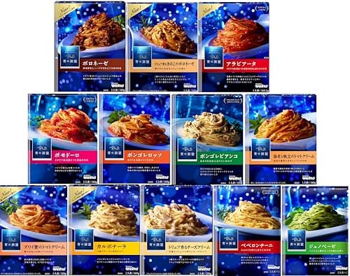 青の洞窟パスタソース 全種類食べ比べセット（ボロネーゼ、カルボナーラ、ボンゴレロッソ、ボンゴレビアンコ、ズワイ蟹のトマトC、海老と帆立のトマトC、アラビアータ、トリュフ香るきのこのボロネーゼ、ポモドーロ、トリュフ香るチーズC、ペペロンチーニ、ジェノベーゼ）12個