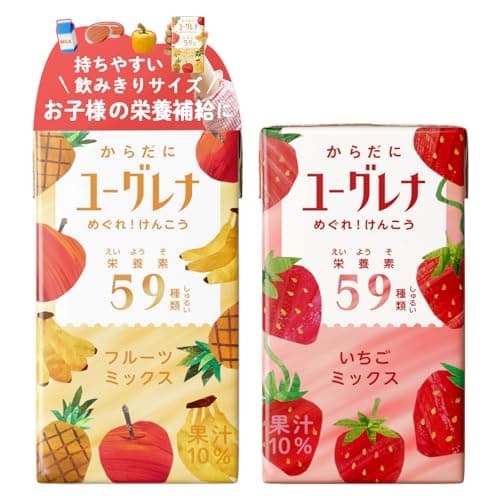 からだにユーグレナ アソート2種 24本 ユーグレナ フルーツミックス いちごミックス 子ども 箱ケース入り ドリンク フルーツジュースビタミン ミネラル 食物繊維 ミドリムシ