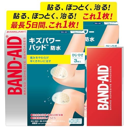 BAND-AID(バンドエイド) キズパワーパッド ひじ・ひざ 用 3枚×2個 +オリジナルメモ帳付き 防水 大きい 絆創膏 早く きれいに 治す 痛みを和らげる ハイドロコロイド 【Amazon.co.jp限定】