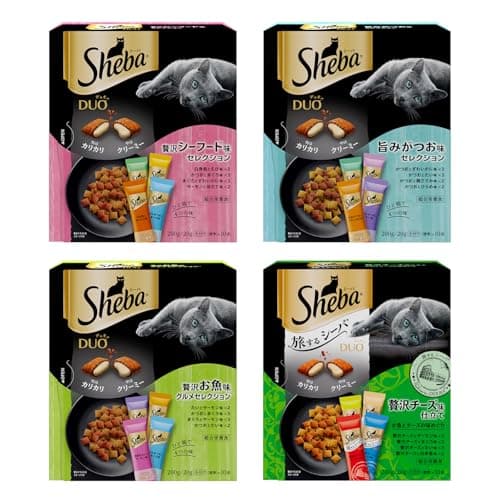 シーバ デュオ 成猫用 4種バラエティ 海のごちそう味セレクション 200g×4箱 ドライフード 猫 おやつ 総合栄養食 キャットフード 小分け