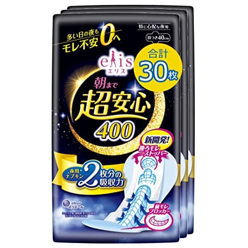 エリス 朝まで超安心 400 羽つき 40cm 30枚 特に心配な夜用 ナプキン 【Amazon.co.jp限定】 まとめ買い