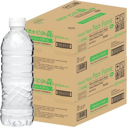 ラベルレス ミネラルウォーター ピュアの森 500ｍｌ24本 2ケース 48本