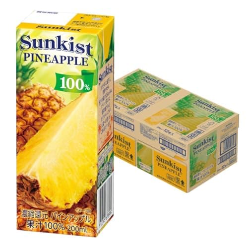 サンキスト 100% パイナップル 紙パック ジュース 200ml 24本 パイナップル フルーツジュース 100パーセント 森永乳業