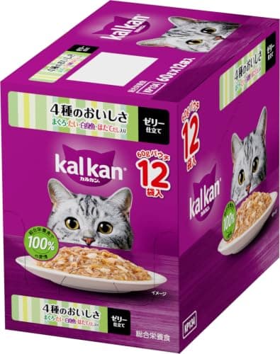 カルカン パウチ 成猫 60g×12袋 4種のおいしさ まぐろ・たい・白身魚・ほたてだし入り ウェットフード キャットフード 総合栄養食 水分補給