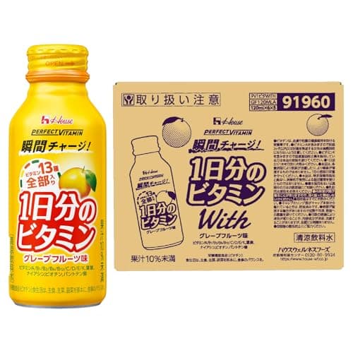 PERFECTVITAMIN PERFECT VITAMIN 1日分のビタミン グレープフルーツ味With 120ml×30本 ハウスウェルネスフーズ【Amazon.co.jp限定】