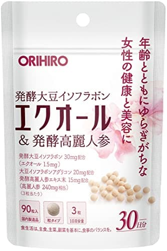 オリヒロ エクオール&発酵高麗人参 90粒 エクオール 大豆イソフラボンアグリコン 高麗人参 30日分