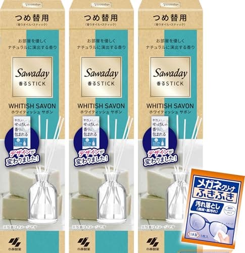 【Amazon.co.jp限定】【まとめ買い】サワデー香るスティック SAVON(サボン) ホワイティッシュサボン 詰替え70ml×3個 おまけ付