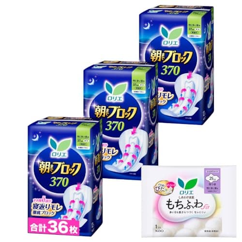 ロリエ 朝までブロック 370 羽つき 37cm 12コ入×3個+おまけ付き 【Amazon.co.jp限定】