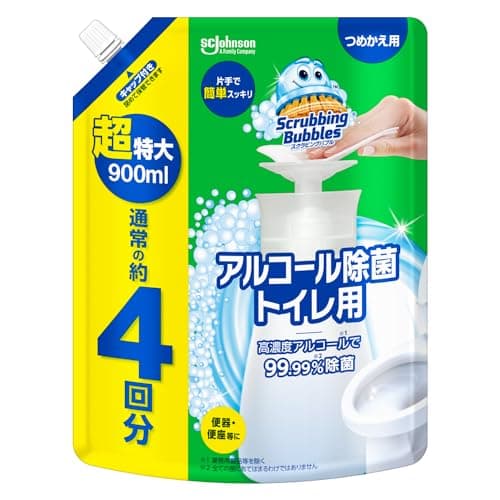 スクラビングバブル トイレ掃除 アルコール除菌 プッシュタイプ 詰め替え用 超特大 900ml 大容量 業務用 日本製 トイレ 洗剤 シート エタノール 便座クリーナー まとめ買い