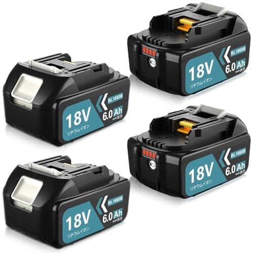 VANKO 互換 マキタ 18v バッテリー 6000mAh大容量 4個 マキタ バッテリー 18v BL1815N BL1830B BL1850Bなどに互換可能 LED残量表示 長寿命セル採用 全保護基板搭載 高耐久設計 防火材料シェル PSE取得済 3億円のPL保険付