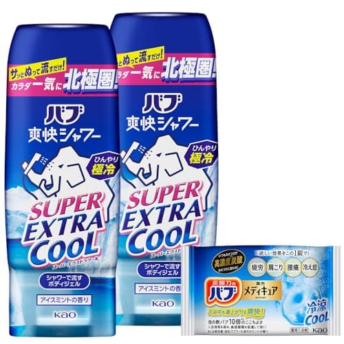 バブ爽快シャワー スーパーエクストラクールジェル 210ｇ×2個+入浴剤付き