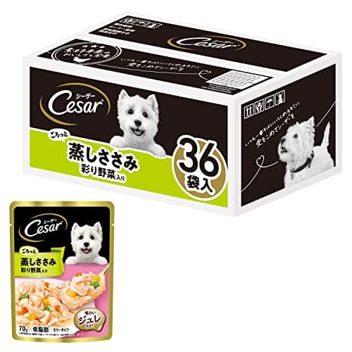 シーザー パウチ 成犬用 70g×36袋 ごろっと蒸しささみ 彩り野菜入り 低カロリー 低脂肪 水分補給 ウェットフード ドッグフード