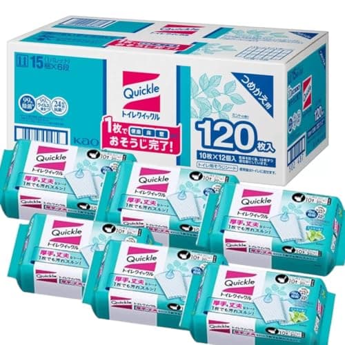 トイレクイックル 120枚（10枚×12個） つめかえ用 トイレ除菌シート 流せる トイレ用そうじシート 容器 オリジナルポケットティッシュ