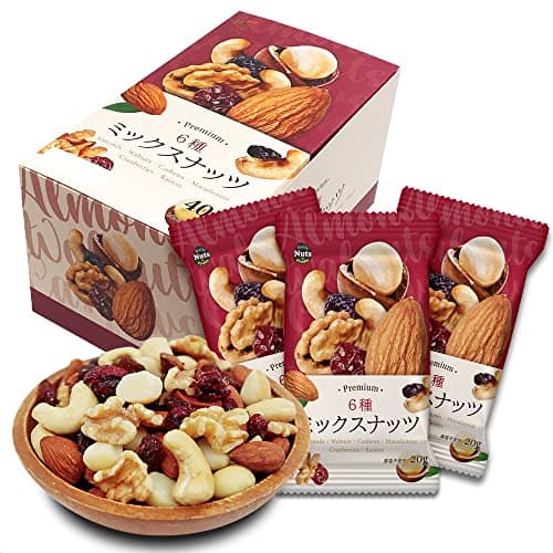 プレミアム 6種ミックスナッツ (20gx40袋) 無塩 香料・保存料不使用 産地直輸入 おつまみ おやつ 保存食