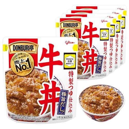 DONBURI亭 牛丼 180g×5個 江崎グリコ 【袋ごとレンジでOK】(常温保存/レンジで温め簡単/どんぶりのもと/レトルト)