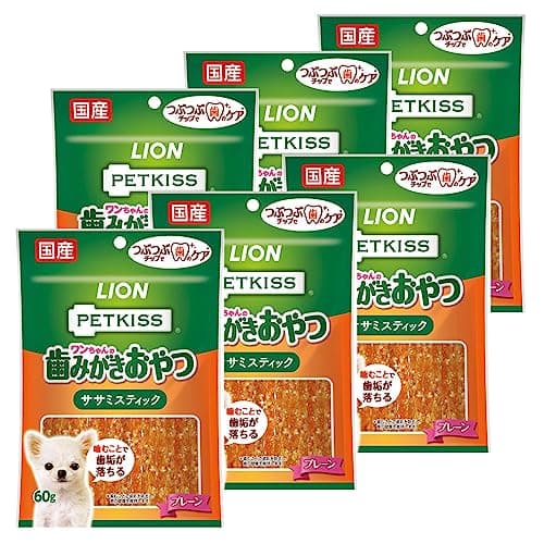 ライオン ペットキッス PETKISS ワンちゃんの歯みがきおやつ ササミスティック プレーン 60g×6個まとめ買い LIONPET