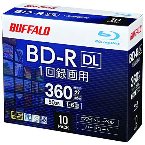 【Amazon.co.jp限定】 バッファロー ブルーレイディスク BD-R DL 1回録画用 50GB 10枚 ケース 片面2層 1-6倍速 【 ディーガ（2016年発売以降） 動作確認済み 】 ホワイトレーベル RO-BR50V-010CW/N