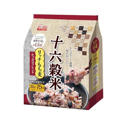 アイリスオーヤマ 雑穀米 十六穀米 個包装 分包タイプ リッチもち麦たっぷりブレンド 450g(30g×15袋)