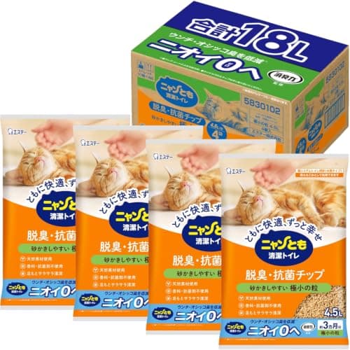 ニャンとも清潔トイレ 猫砂 脱臭・抗菌チップ 極小の粒 4.5L×4個 システムトイレ 猫 Amazon.co.jp限定 (ケース販売)