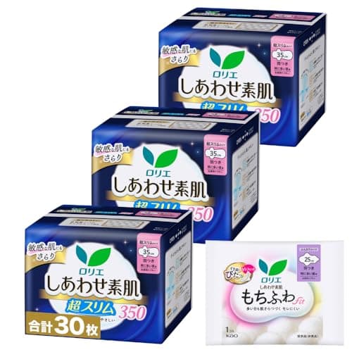 ロリエ しあわせ素肌 超スリム 特に多い夜用羽つき35cm 10コ×3セット(30コ)+おまけ付き 【Amazon.co.jp限定】