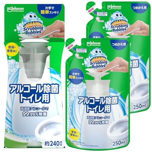 スクラビングバブル (Scrubbing Bubbles) アルコール除菌 プッシュタイプ 本体 300ml+詰め替え用 250ml×2本セット