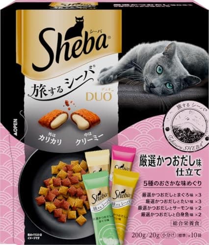 シーバ デュオ 成猫用 旅するシーバ 厳選かつおだし仕立て 5種のおさかな味めぐり 200g×12箱 ドライフード おやつ 総合栄養食 キャットフード