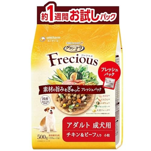 フレシャス (Frecious) アダルト成犬用 チキン&ビーフ ドライドッグフード 500g Amazon.co.jp限定