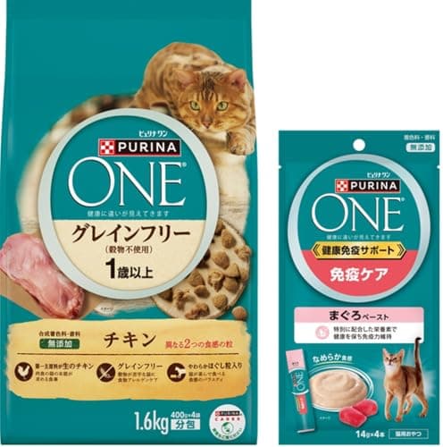 【特典付】ピュリナワンドライ グレインフリー チキン 1.6kg(400gx4袋)+おやつ 健康免疫サポート 免疫ケア まぐろペースト 56ｇ