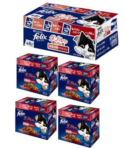 フィリックス パウチ ダブルのおいしさ お魚お肉バラエティ 50gx48袋入り(12袋x4箱) キャットフード ウェット