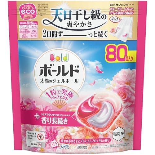 ボールド ジェルボール 柔軟剤入り【大容量】80個 プレミアムブロッサムの香り 洗濯洗剤 詰め替え【Amazon.co.jp限定】
