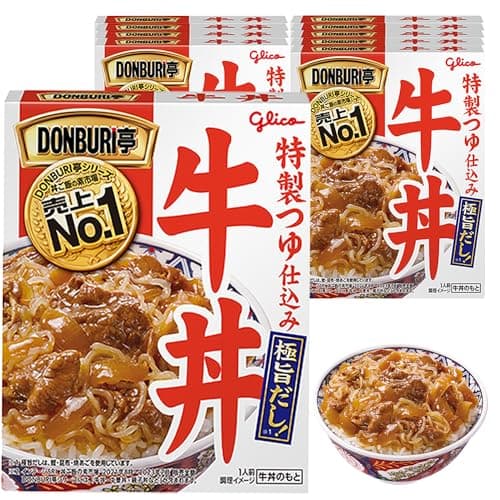 DONBURI亭 牛丼 160g×10個 江崎グリコ (常温保存/非常食/備蓄/ローリングストック/どんぶりのもと/レトルト)