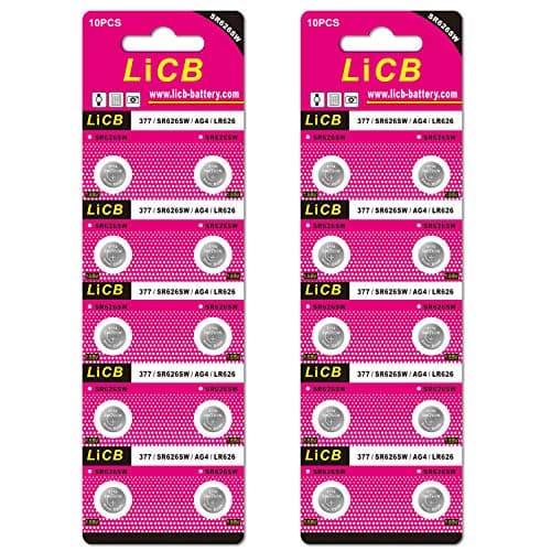 LiCB 20個 SR626SW ボタン電池 時計用【377 、LR66、LR626、AG4、377A相当品】