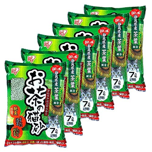 アイリスオーヤマ トイレに流せる お茶の猫砂 脱臭 7Lx6袋 (まとめ買い)