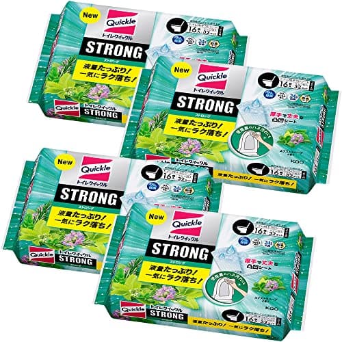 クイックル 【まとめ買い】トイレクイックルストロング トイレシート ワイプ 液量たっぷり! 便座裏のハネ汚れも一気にラク落ち! エクストラハーブの香り 替え16枚×4個