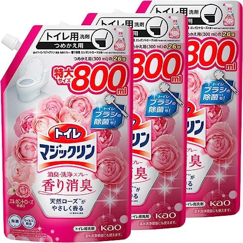マジックリン 【まとめ買い】トイレ消臭・洗浄スプレー 香り消臭 エレガントローズの香り つめかえ用 800ｍｌ×3個