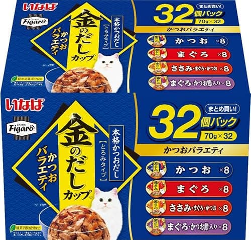 Figaro(フィガロ) 金のだしカップ かつおバラエティ 70g×32個 猫用 ウェットフード