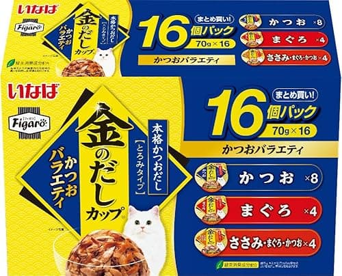 Figaro(フィガロ) 金のだしカップ かつおバラエティ 70g×16個 猫用 ウェットフード