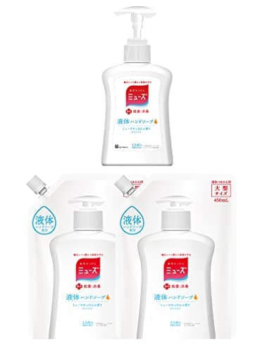 ミュ-ズ 薬用せっけんミューズ 液体 石鹸 ハンドソープ オリジナル (本体250ml+詰め替え450ml×2個セット) 殺菌 消毒 手洗い 保湿成分配合 3個アソート ボトル + 詰替え450ml x 2個